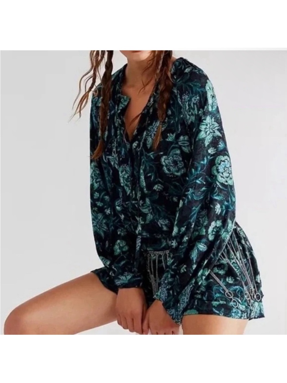 Free people Dance Till Dawn Floral Romper (blk motif )